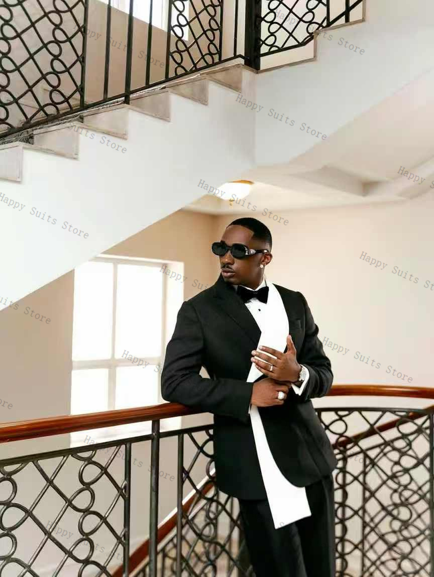 Black White Men Suit Set 2 Pcs - Men Formal Wear Black And White review and price
