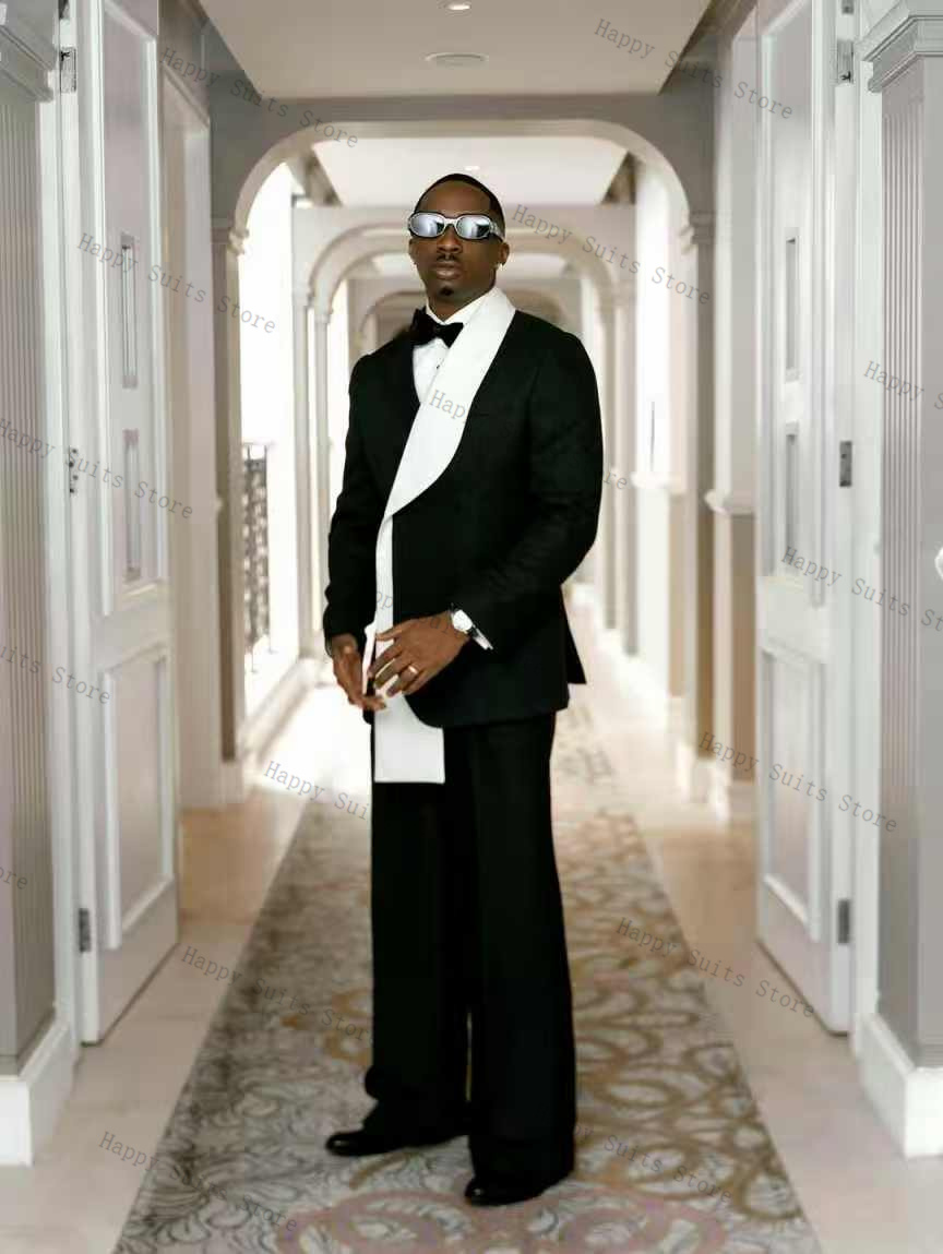 Black White Men Suit Set 2 Pcs - Men Formal Wear Black And White review and price
