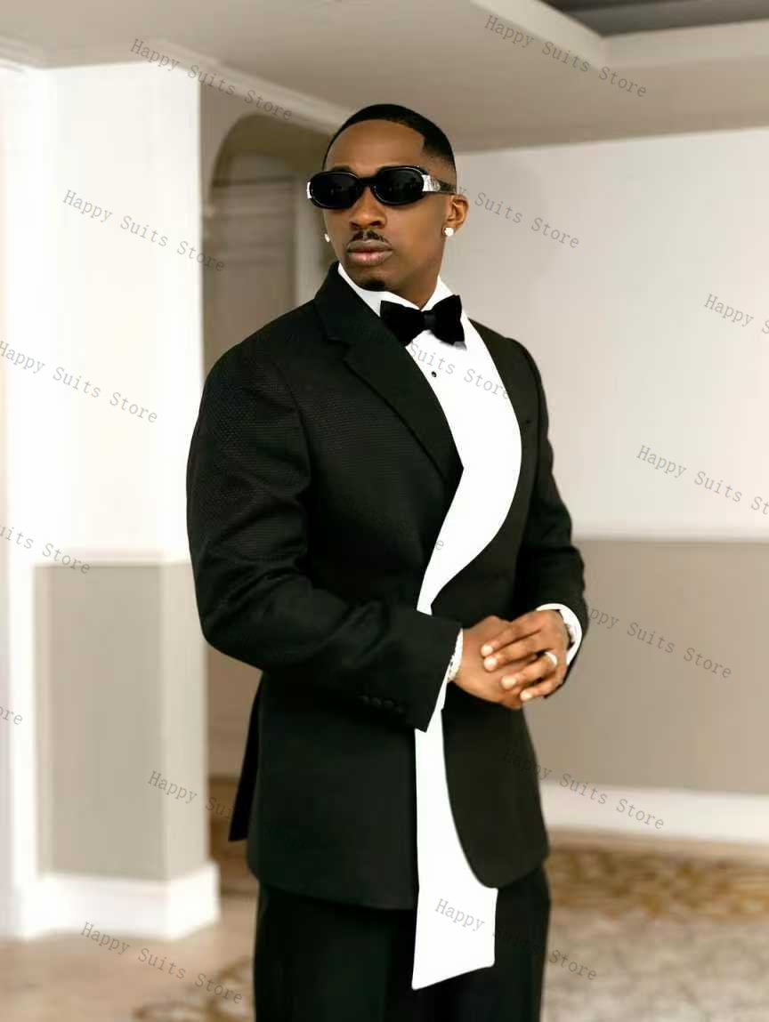 Black White Men Suit Set 2 Pcs - Men Formal Wear Black And White review and price