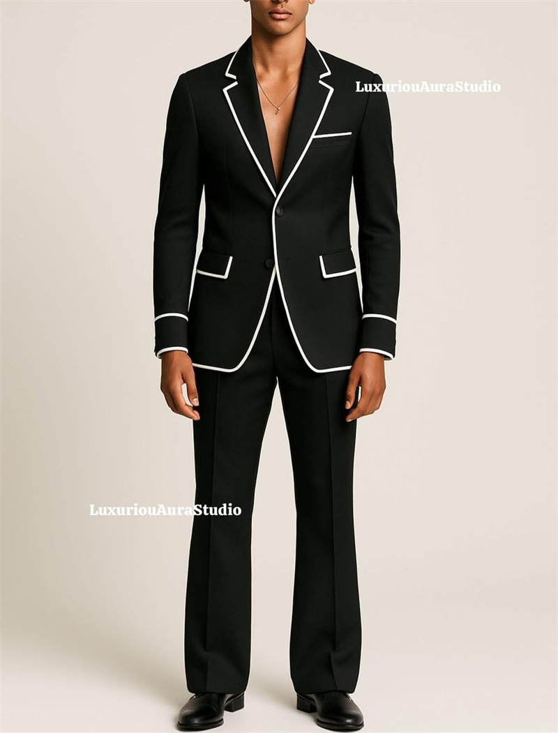 Designer Black Men Suit Set 2  - Men Formal Wear Black And White review and price