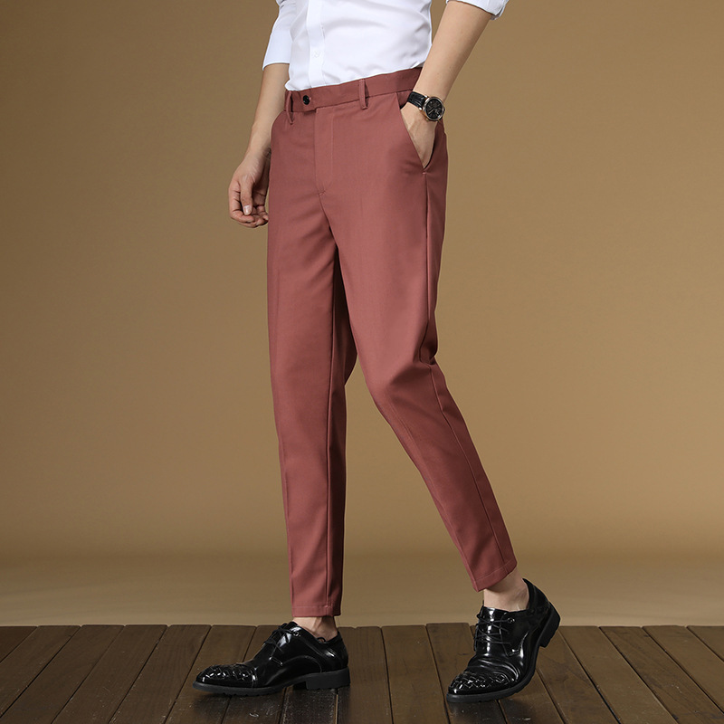 Summer Suit Pants Men Red Blac - Men Formal Wear Red review and price