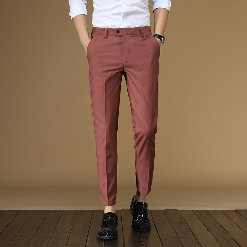 Summer Suit Pants Men Red Blac - Men Formal Wear Red review and price