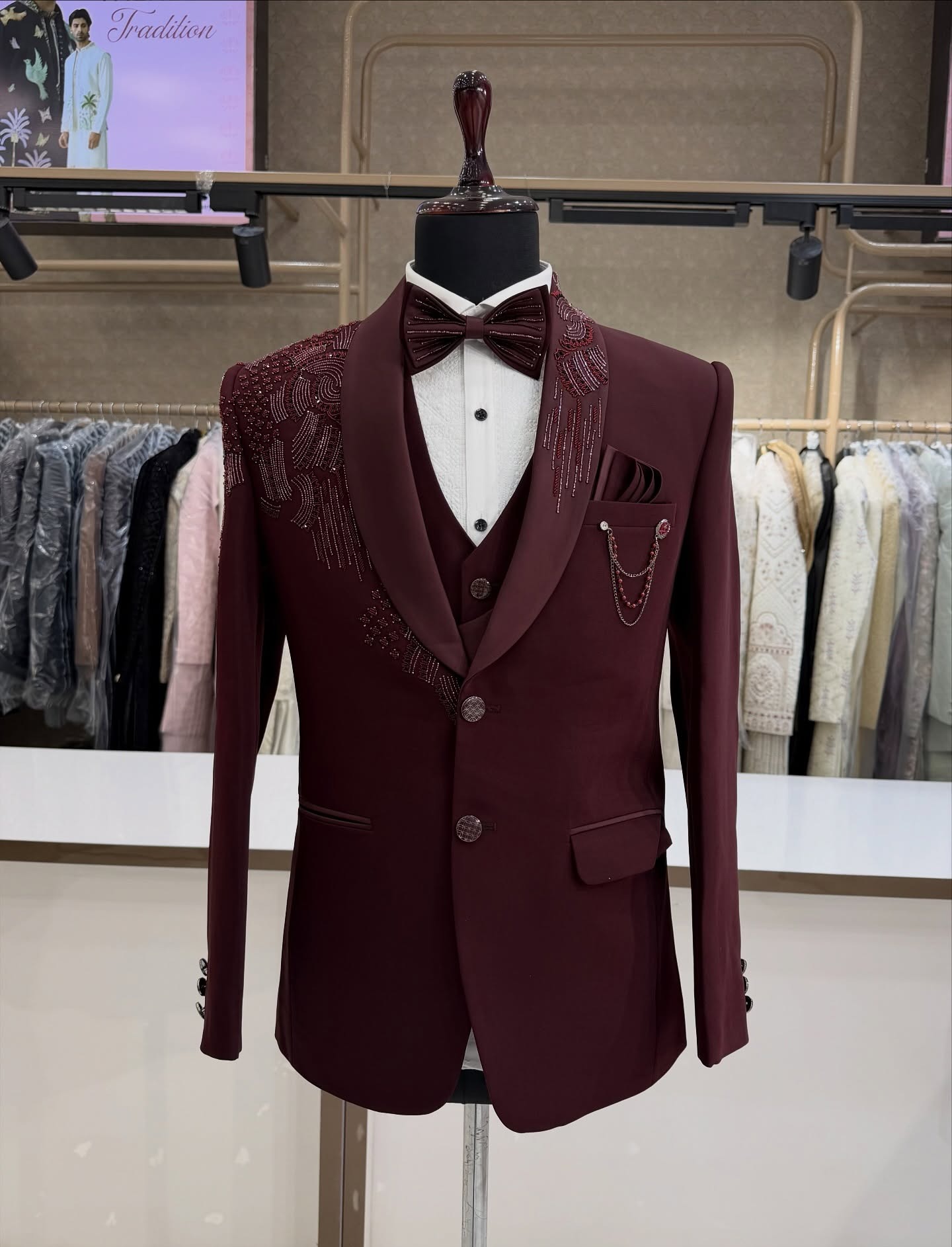 3 Pieces Groom Wedding Tuxedos - Men Formal Wear Red review and price