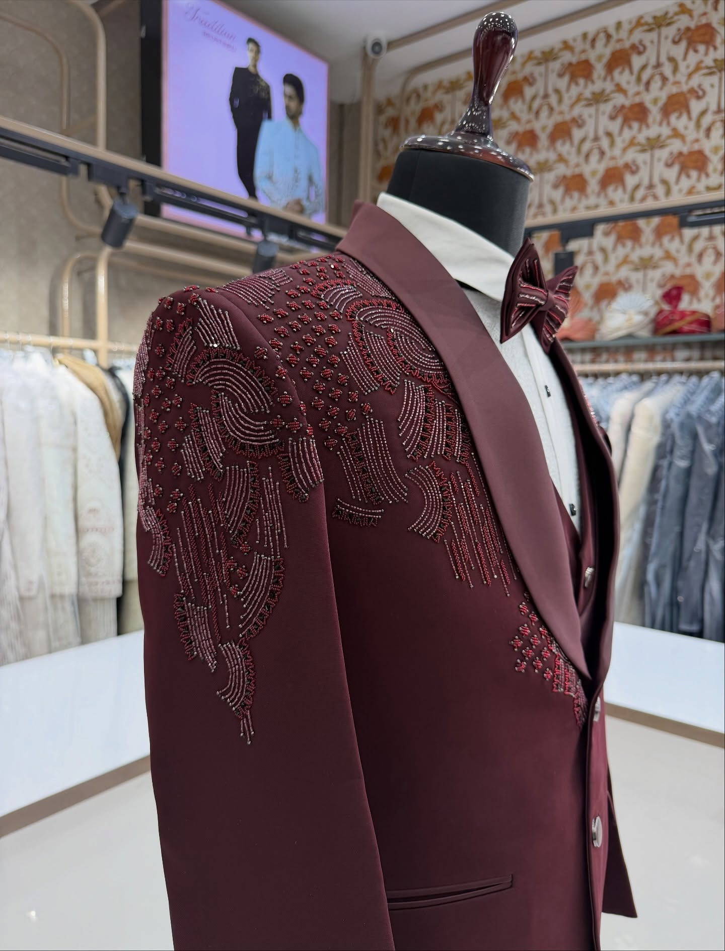 3 Pieces Groom Wedding Tuxedos - Men Formal Wear Red review and price