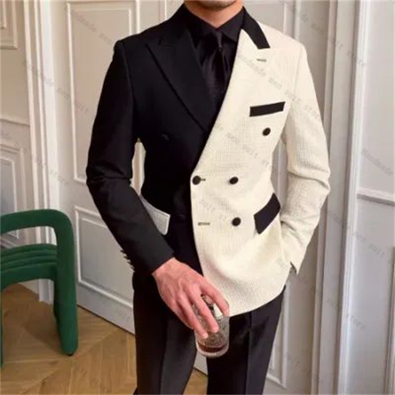 Black White Men Suits 2 Piece  - Men Formal Wear Black And White review and price