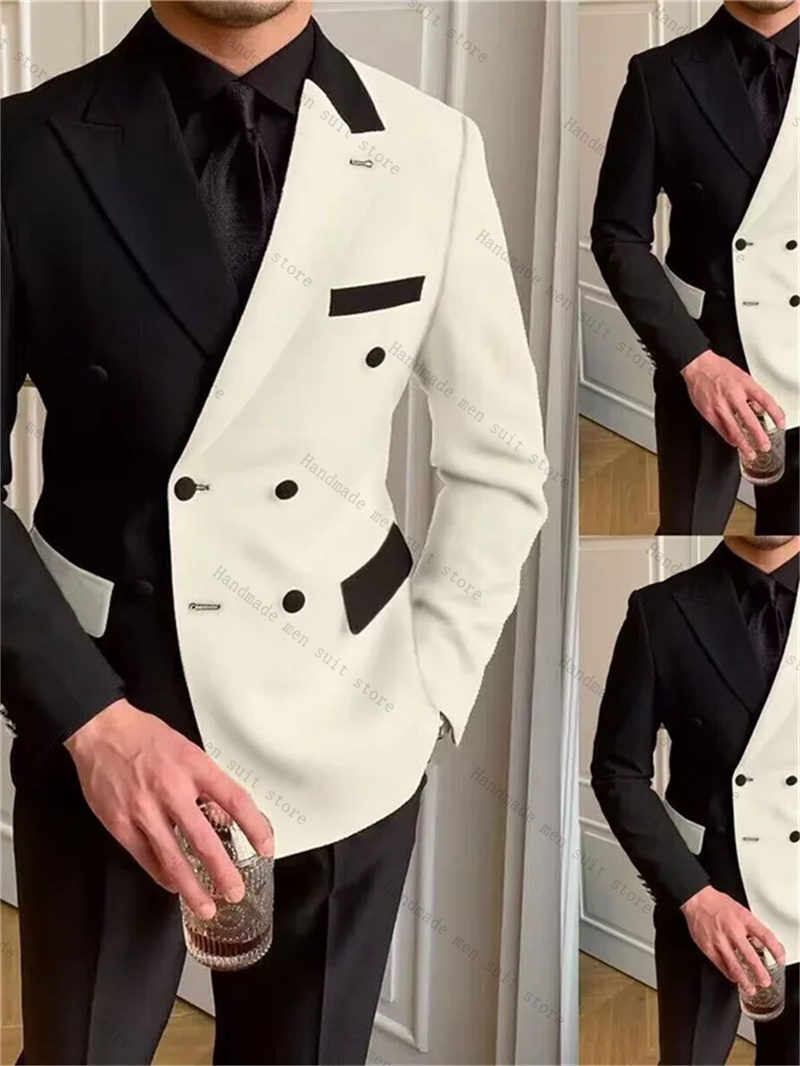 Black White Men Suits 2 Piece  - Men Formal Wear Black And White review and price