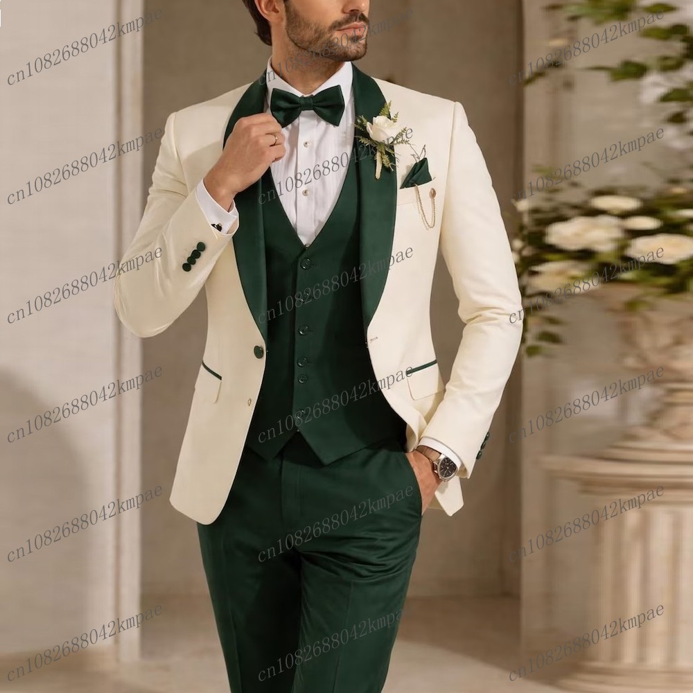 New Ivory And Dark Green Forma - Young Men Formal Wear review and price