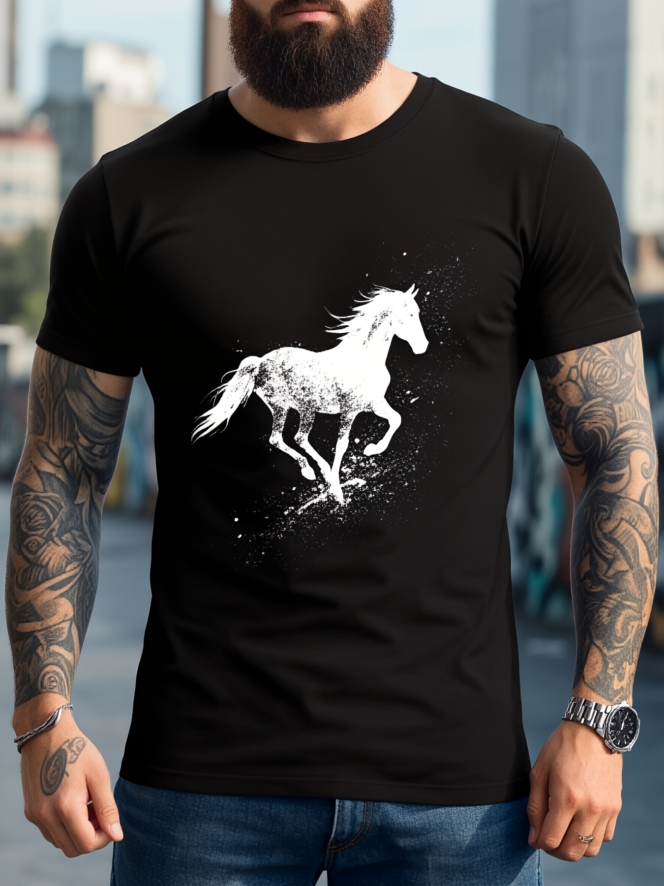 Men's Dynamic Horse Print T-Sh - Tall Men Formal Wear review and price