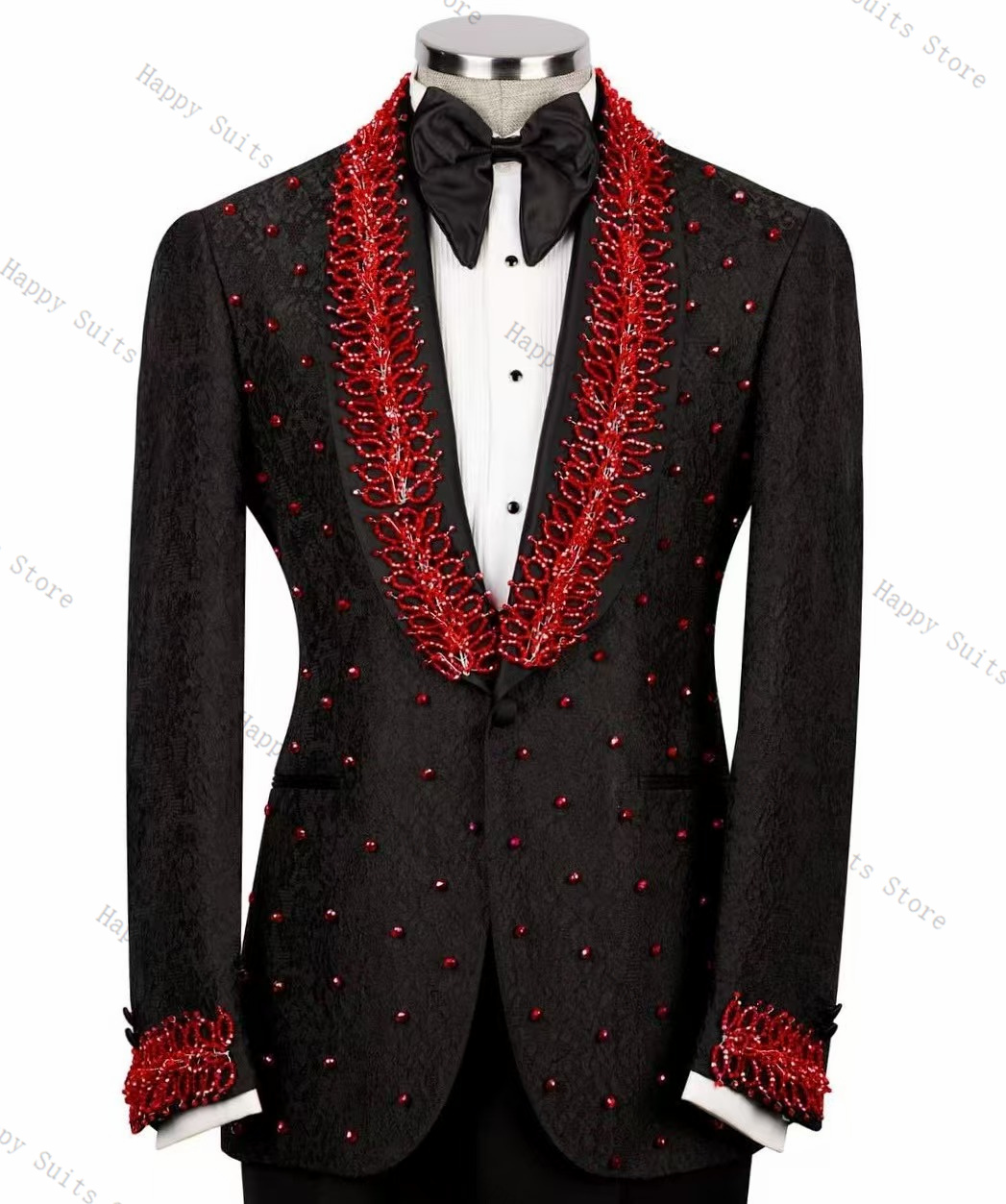 Red Crystals Men Suit Set 2 Pc - Men Formal Wear Red review and price