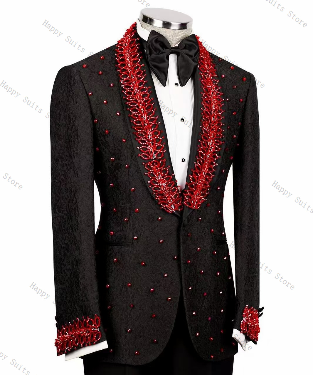 Red Crystals Men Suit Set 2 Pc - Men Formal Wear Red review and price
