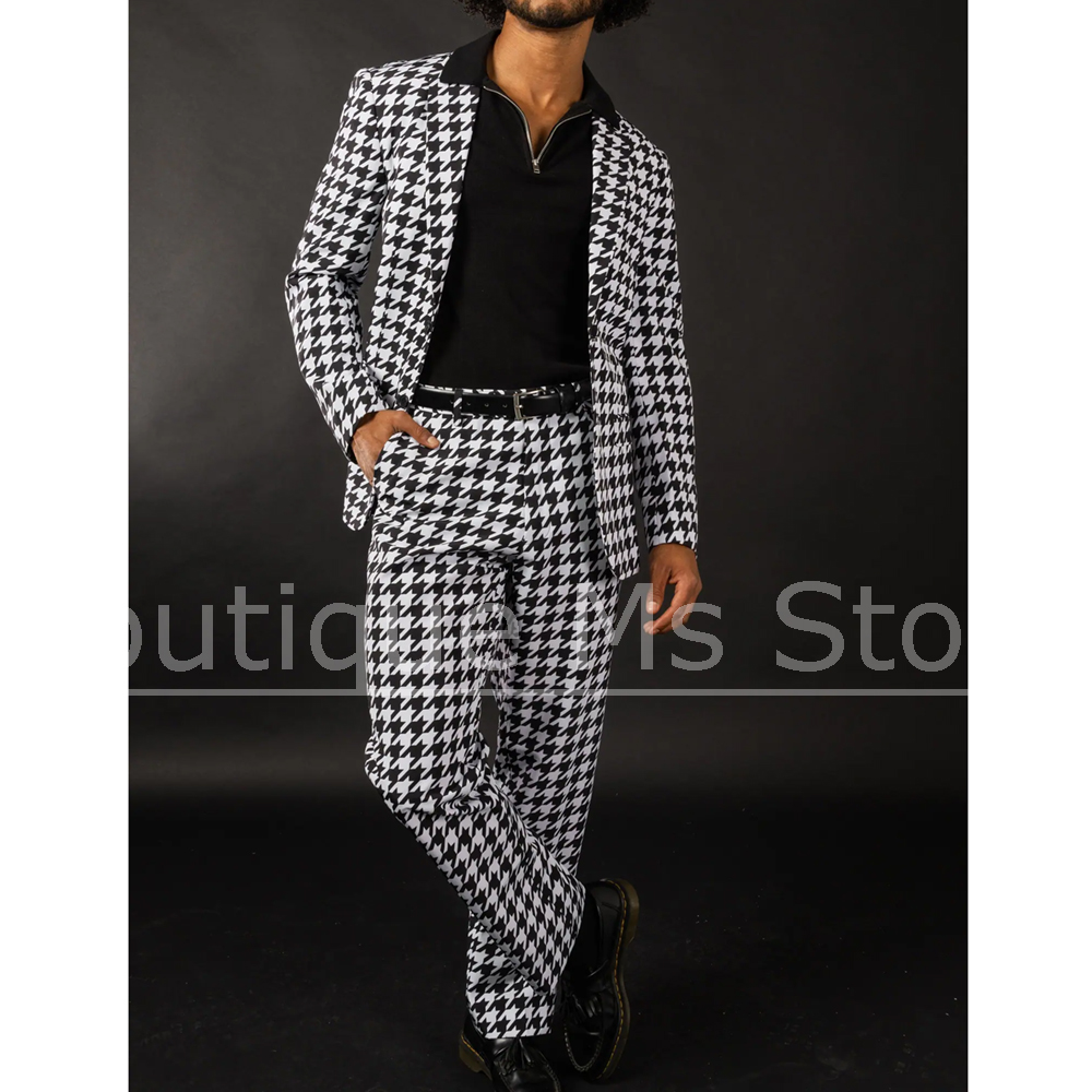 Black White Houndstooth Men's  - Men Formal Wear Black And White review and price