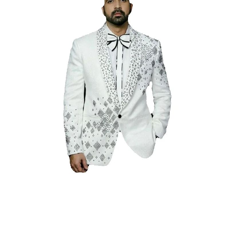 Crystals Men Suit Set 2 Pcs Gr - Men Formal Wear Black And White review and price