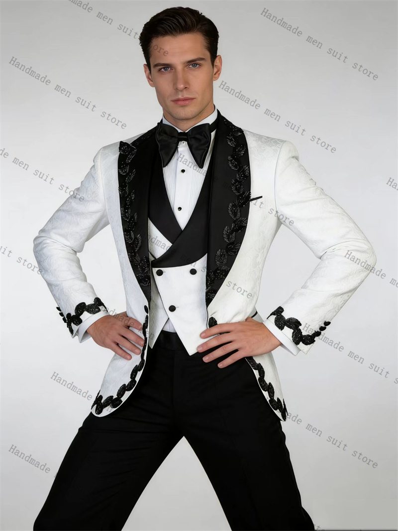 White Black Men Suit Set 2 Pie - Men Formal Wear Black And White review and price