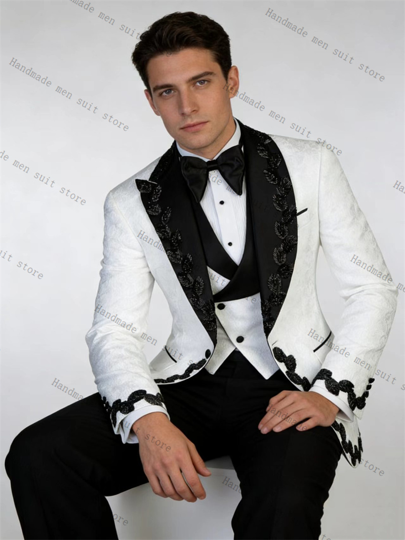 White Black Men Suit Set 2 Pie - Men Formal Wear Black And White review and price