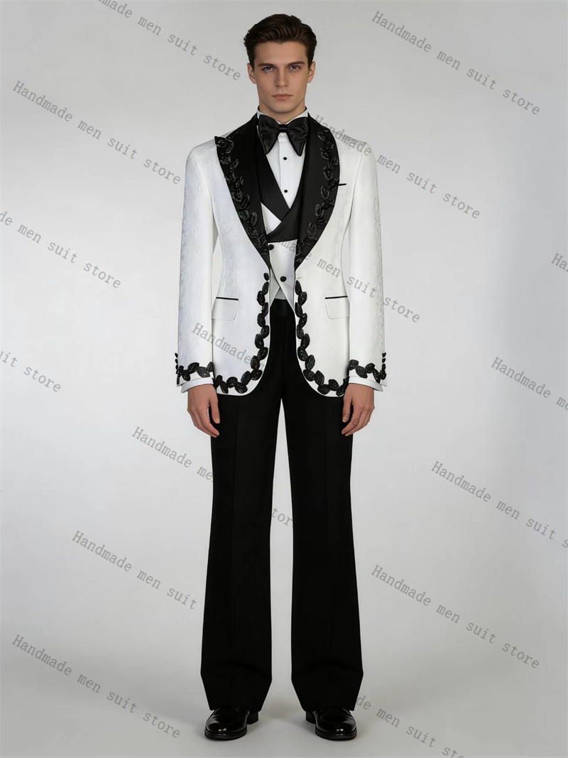 White Black Men Suit Set 2 Pie - Men Formal Wear Black And White review and price