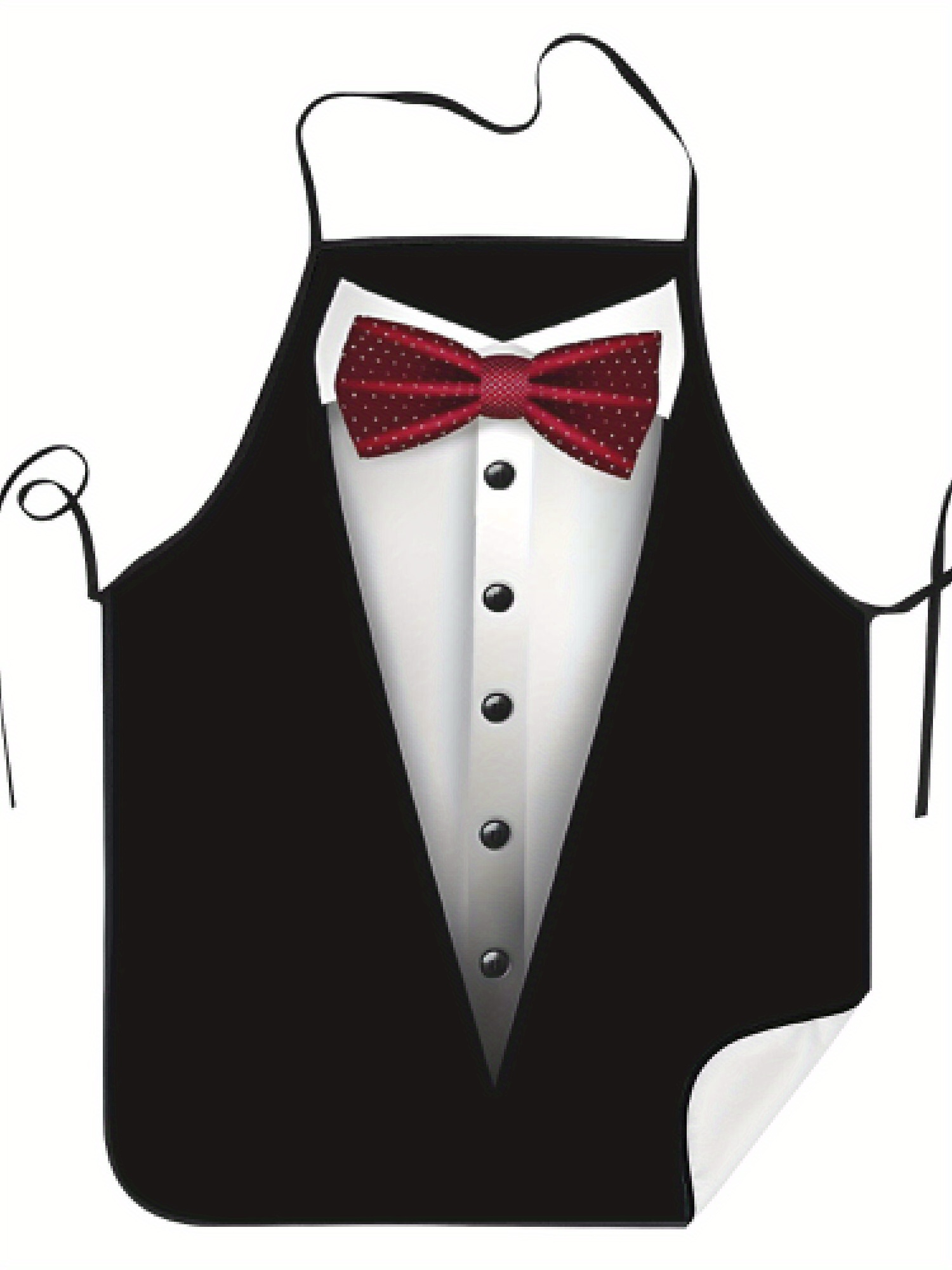 Tuxedo Apron Red Bow Tie Kitch - Men Formal Wear Black And White review and price